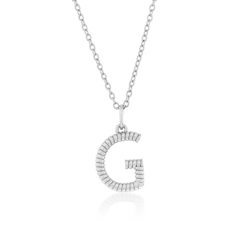 Sterling Silver, Rigid Design 'G' Initial Necklace