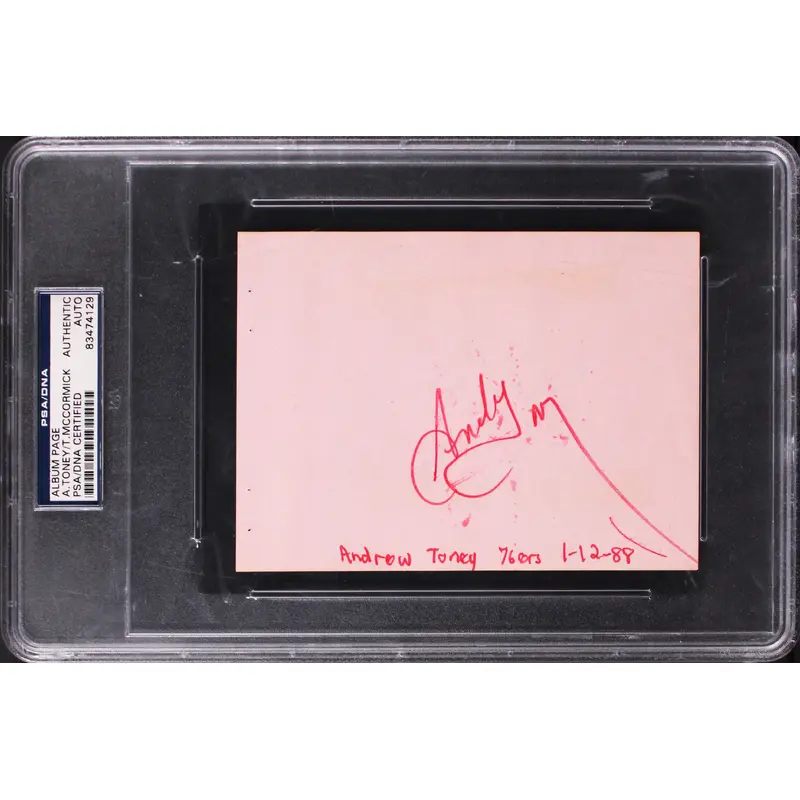 76ers Andrew Toney & Tim McCormick 4.25x5.75 Signed Album Page PSA/DNA Slabbed