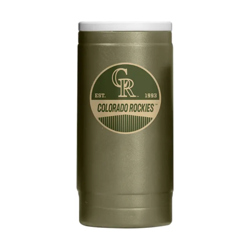 Colorado Rockies Badge Powder Coat Slim Can Coolie