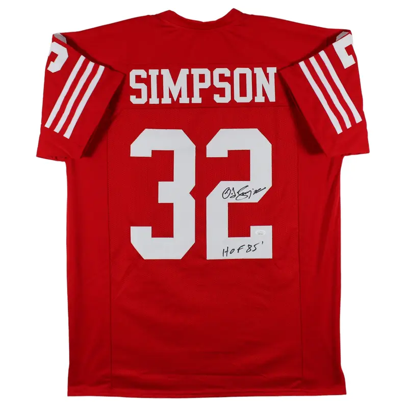 O.J. Simpson "HOF 85" Authentic Signed Red Pro Style Jersey BAS Witnessed