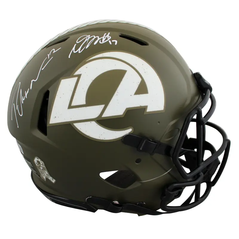 Rams Davante Adams & Puka Nacua Signed STS F/S Speed Proline Helmet BAS Wit