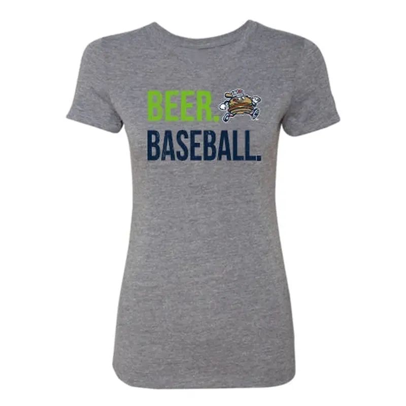 Women's Grey Beer & Baseball Tee