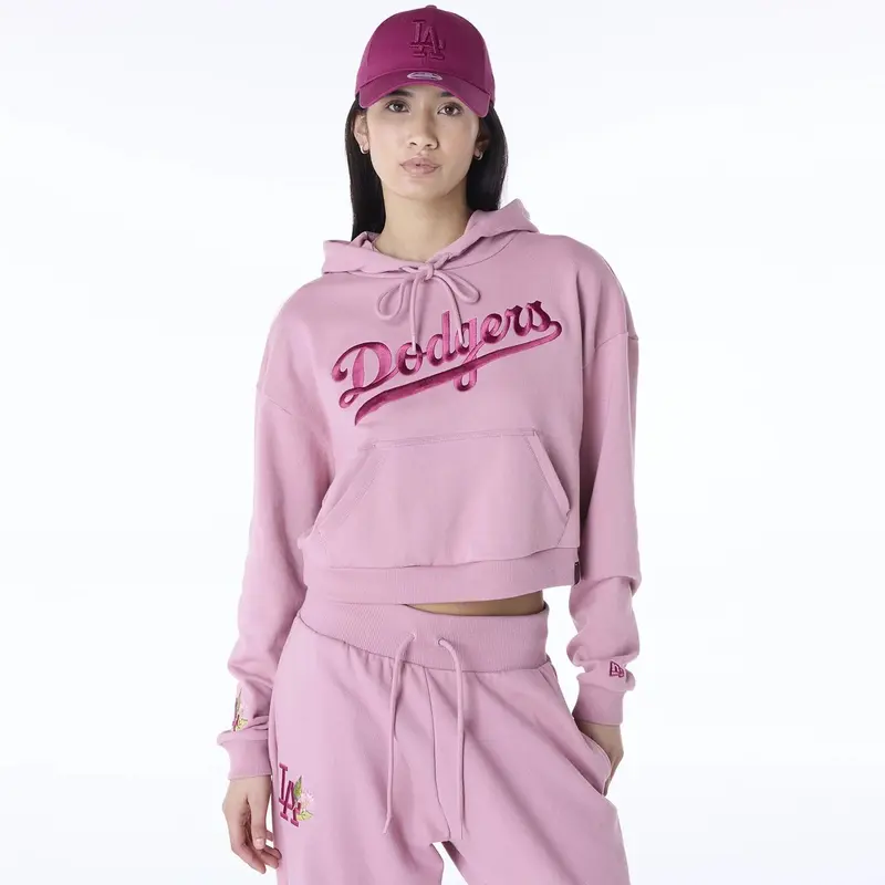 LA Dodgers Womens MLB Graphic Dark Pink Pullover Hoodie