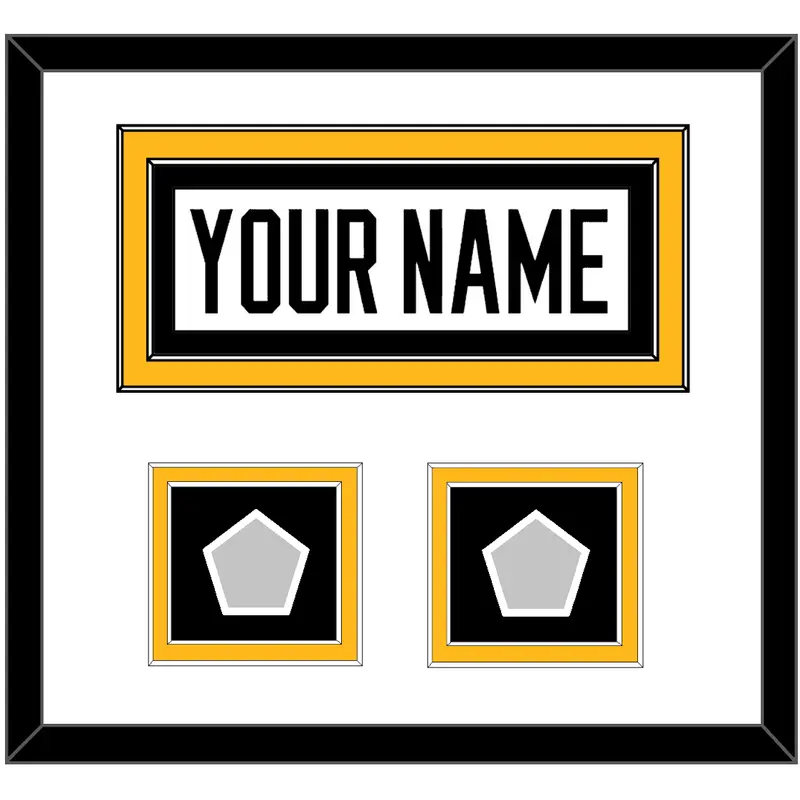 Pittsburgh Nameplate & 2 Stanley Cup Champions Patches - Road White - Double Mat 2