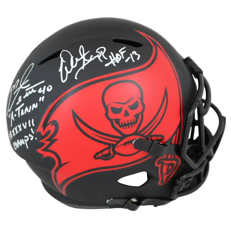 Buccaneers Warren Sapp & Mike Alstott Signed Eclipse F/S Speed Rep Helmet BAS