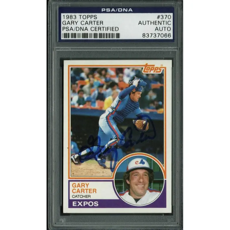 Expos Gary Carter Authentic Signed Card 1983 Topps #370 PSA/DNA Slabbed