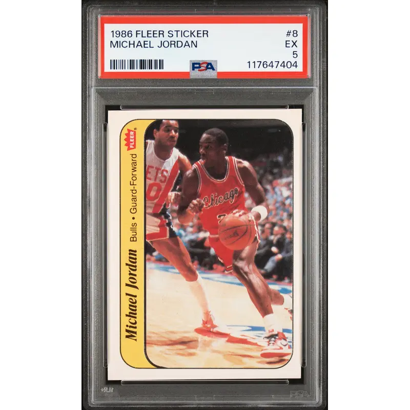 Michael Jordan 1986 Fleer Sticker Rookie #8 PSA 5 Ex