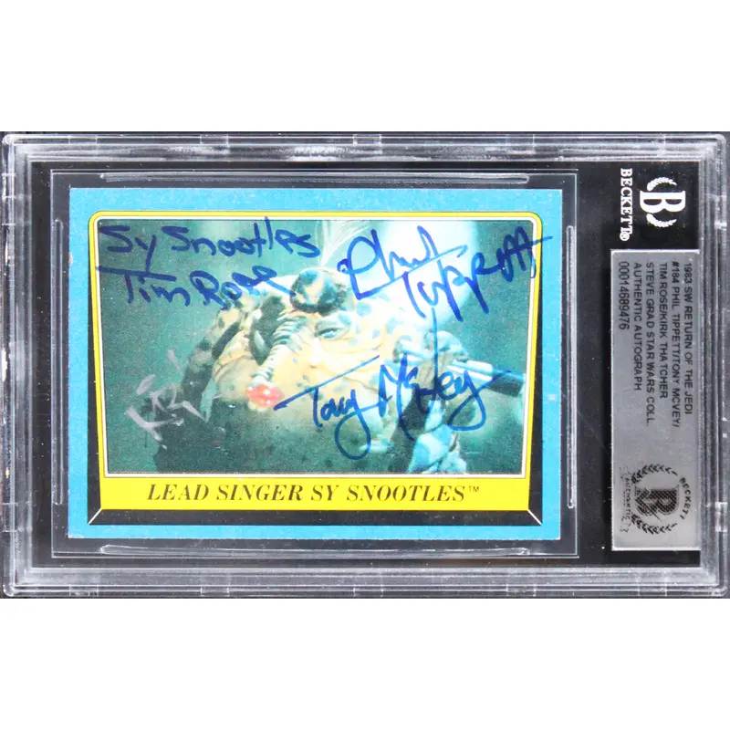 Star Wars (4) Tippett, McVey, Rose +1 Signed 1983 SW ROTJ #184 Card BAS Slabbed