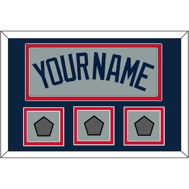 Boston Name & Three World Series Jersey Patches - Road Gray (2009-2013) - Double Mat 3
