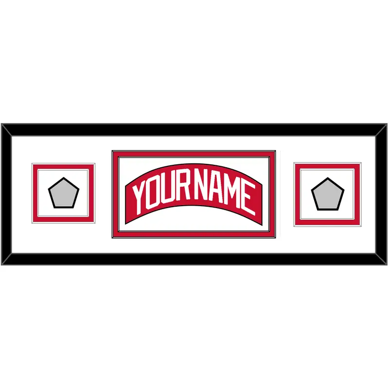 Detroit Nameplate & 2 Stanley Cup Finals Patch - Home Red (2007-2017) - Double Mat 2