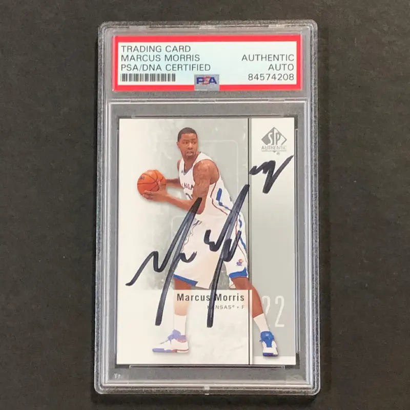 2011-12 UPPER DECK SP AUTHENTIC #31 Marcus Morris Signed Card AUTO PSA Slabbed Kansas