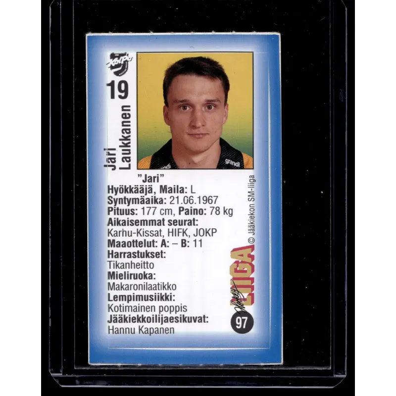 1992-93 JyvsHyv HockeyLiiga - Jari Laukkanen #97