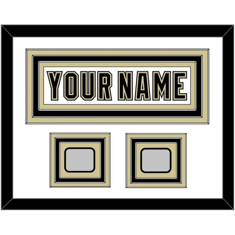 Pittsburgh Nameplate & 2 Stanley Cup Finals Patches - Road White (2007-2016) - Triple Mat 1