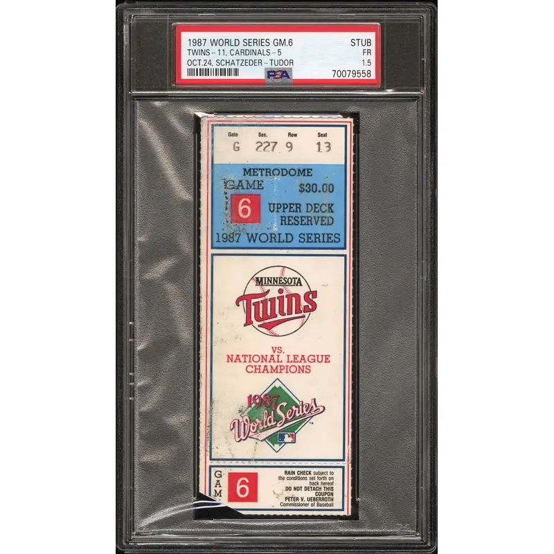 1991 World Series Game 6 Ticket Stub PSA 1.5 Fair