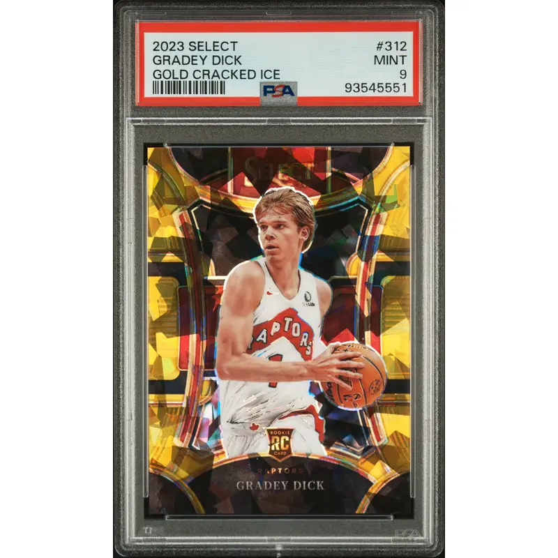 Gradey Dick 2023 Panini Select #312 Gold Cracked Ice #2/10 PSA 9 Mint