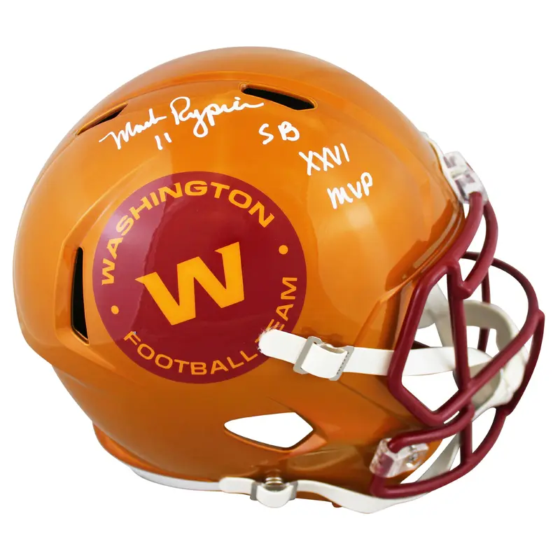 WFT Mark Rypien SB XXVI MVP Signed Flash Full Size Speed Rep Helmet BAS Witness