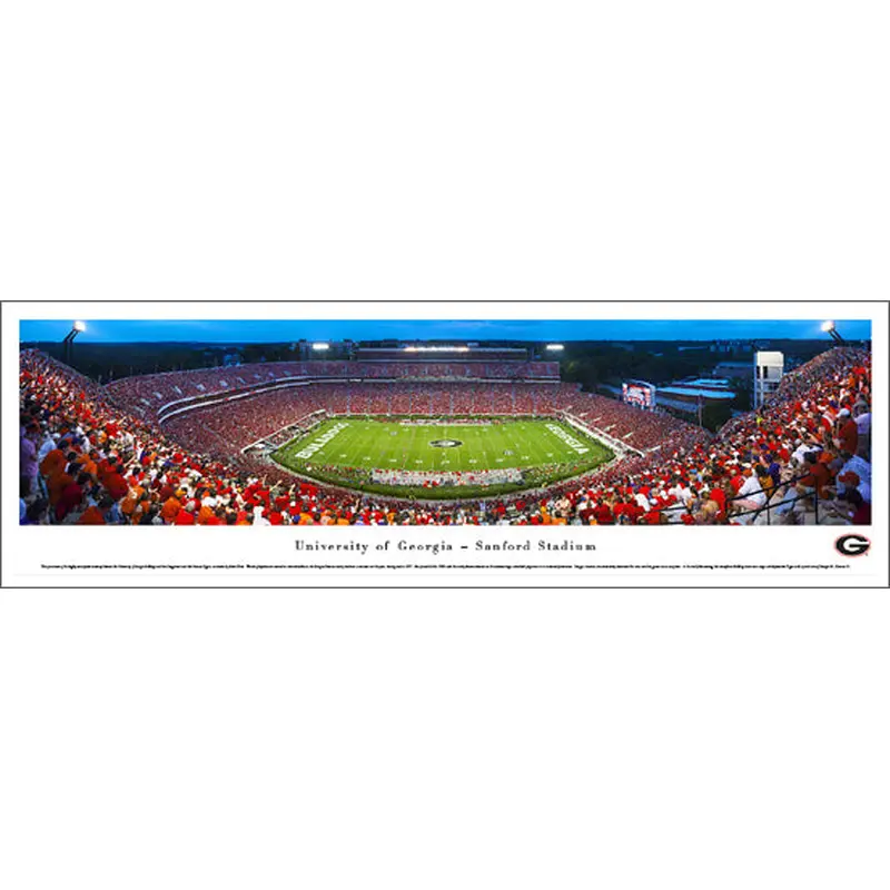 Georgia Bulldogs Football Sanford Stadium Game Night Panoramic Poster Print - Blakeway