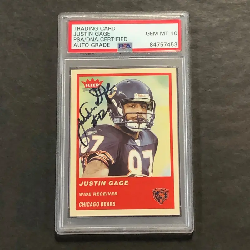 2004 Fleer Traditions #165 Justin Gage Signed Card PSA Slabbed Auto Chicago Bears
