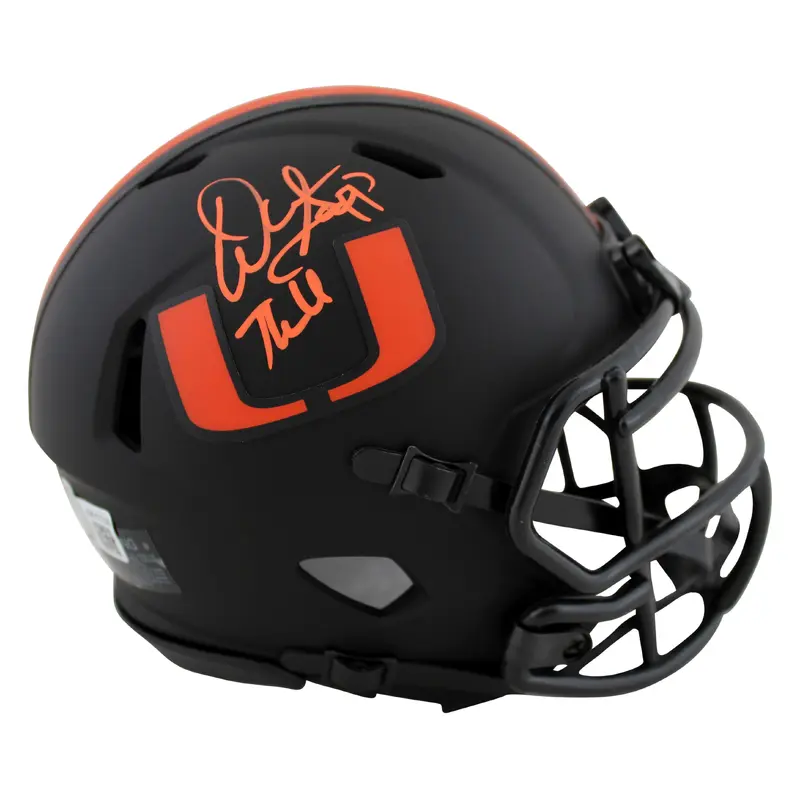 Miami Warren Sapp "The U" Authentic Signed Eclipse Speed Mini Helmet BAS Witness