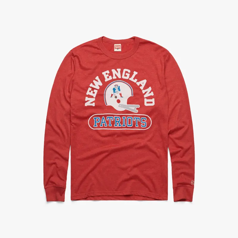 New England Patriots Throwback Helmet Long Sleeve Tee