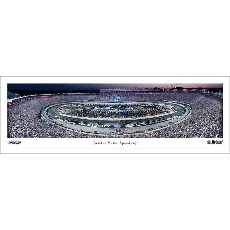 Bristol Motor Speedway at Dusk Aerial Panorama Poster Print - Blakeway Worldwide 2023