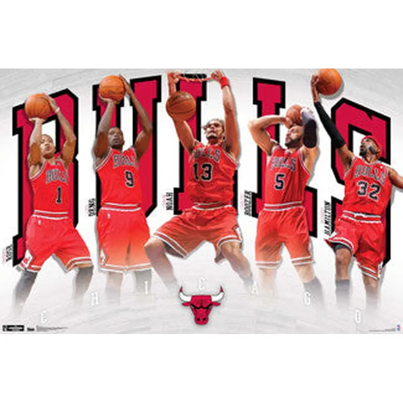 Chicago Bulls "Superstars 2012" NBA Action Poster (Rose, Noah, Deng, Boozer, Rip) - Costacos
