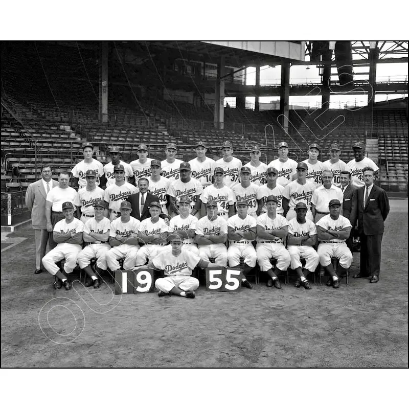 1955 Brooklyn Dodgers 8X10 Photo - Robinson Scully Snider - 55
