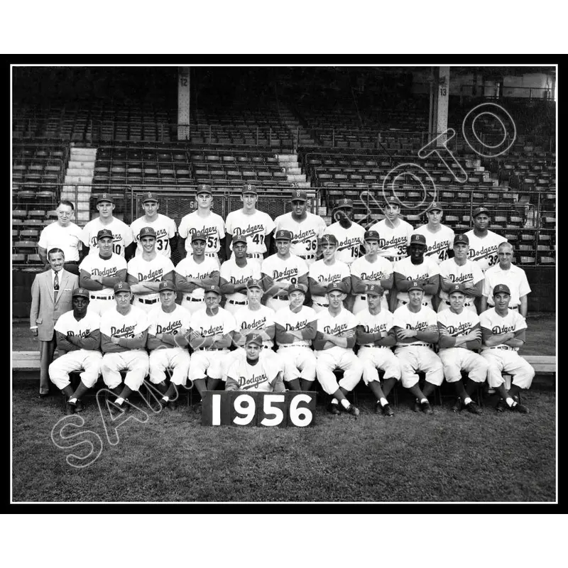1956 Brooklyn Dodgers 8X10 Photo - Robinson Snider - 2140