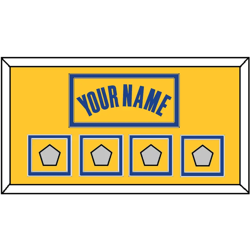 Golden State Name & 4 Champions Patches - Yellow Statement (2019-2022) - Double Mat 2