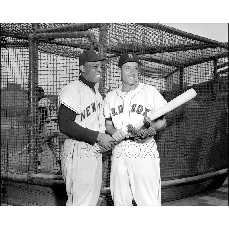 Willie Mays Jimmy Piersall 8X10 Photo - 1955 Giants Red Sox - 11939