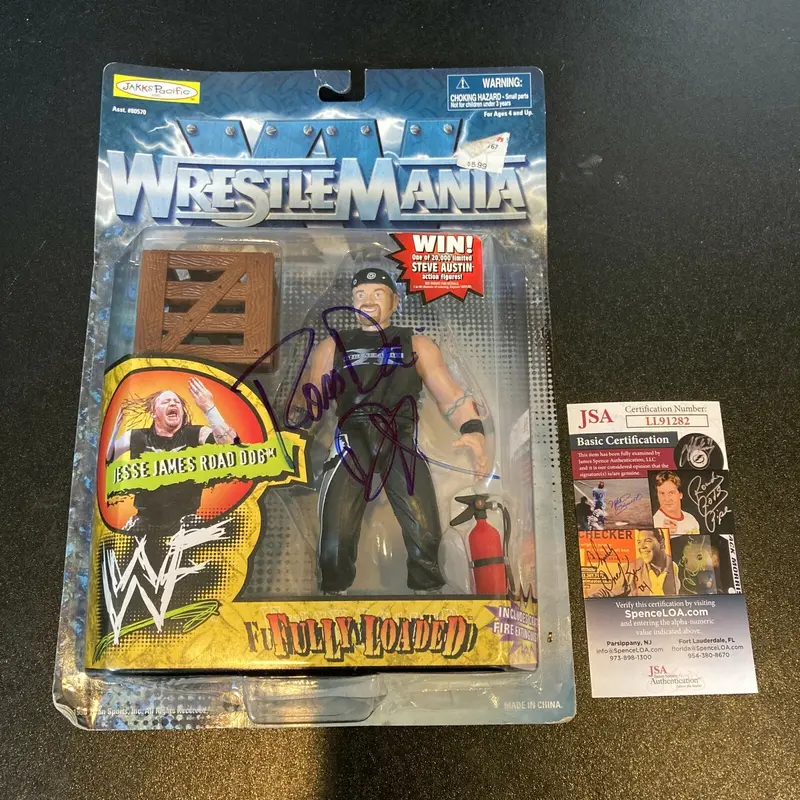 Jesse James Road Dog Signed Wrestle Mania Action Figure JSA COA