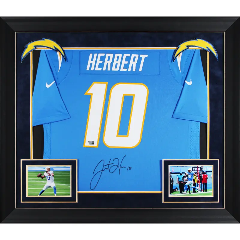 Chargers Justin Herbert Signed Powder Blue Nike Game Framed Jersey Fanatics