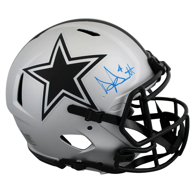 Cowboys Dak Prescott Signed Rave Full Size Speed Proline Helmet BAS Witnessed