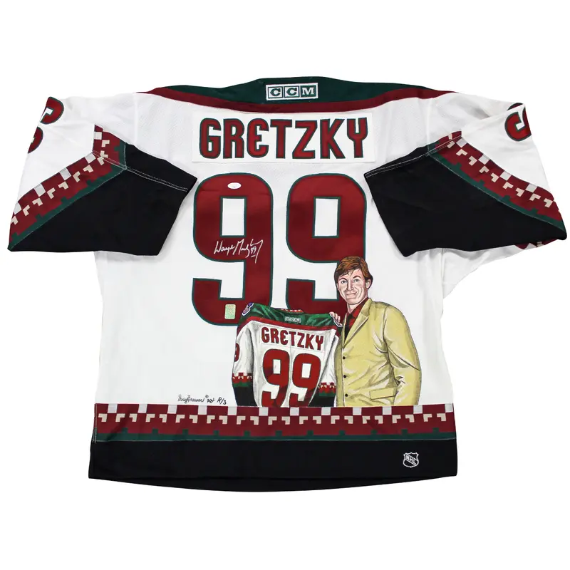 Coyotes Wayne Gretzky Signed CCM Doug Brewer Hand Painted Jersey JSA #YY53017