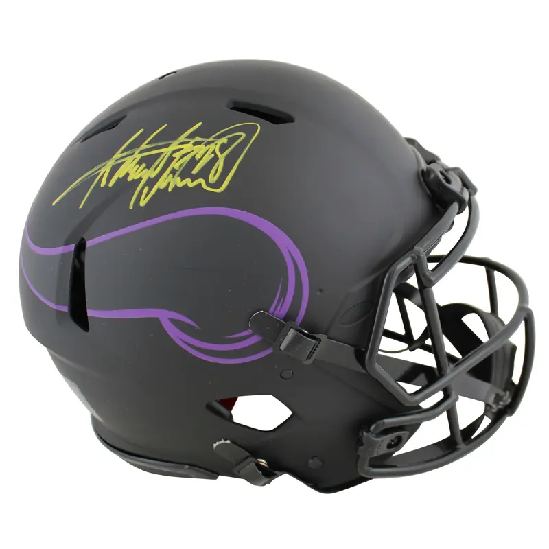 Vikings Adrian Peterson Signed Eclipse Full Size Speed Proline Helmet BAS Wit