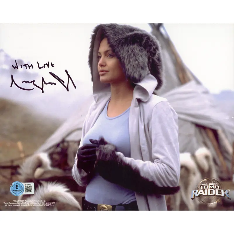 Angelina Jolie Tomb Raider "With Love" Authentic Signed 8x10 Photo BAS #BR38940