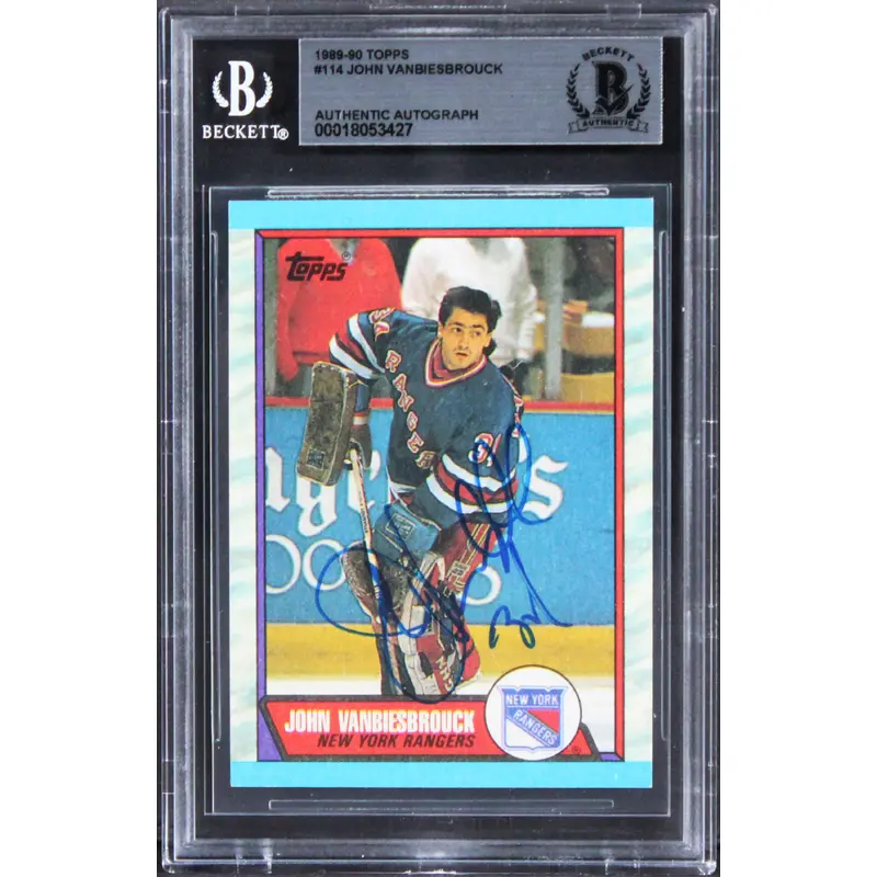 Rangers John Vanbiesbrouck Authentic Signed 1989 Topps #114 Card BAS Slabbed