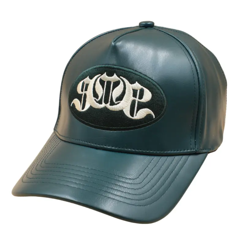 Dark Green PU Leather Sabochini - Logo A-Frame Cap