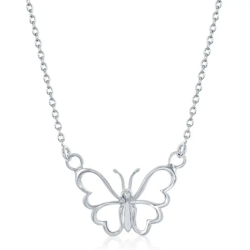 Sterling Silver Open Butterfly Necklace