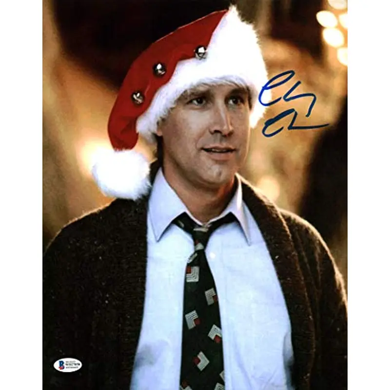 Chevy Chase Christmas Vacation Signed 11x14 Photo Wearing Santa Hat BAS Wit 20