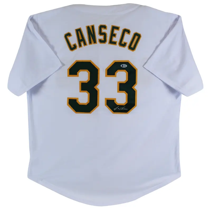 Jose Canseco Authentic Signed White Pro Style Jersey Autographed BAS Witnessed