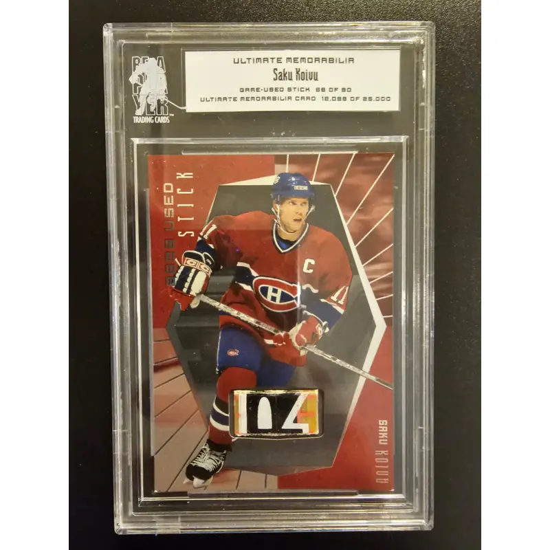 2000-01 In the Game Be A Player Ultimate Memorabilia - Game Used Stick Saku Koivu /90
