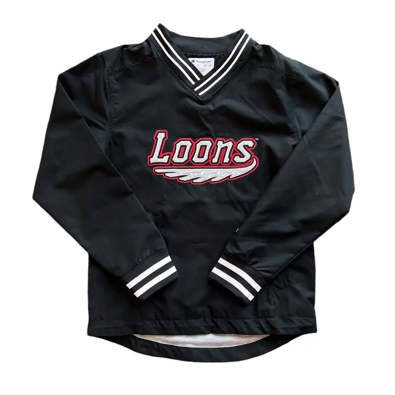 Great Lakes Loons Champion Black Wordmark Pullover Windbreaker