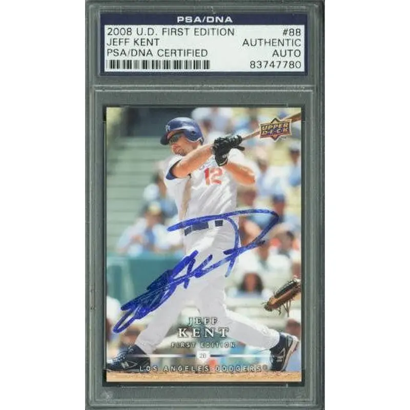 Dodgers Jeff Kent Authentic Signed Card 2008 U.D. First Edition #88 PSA Slabbed
