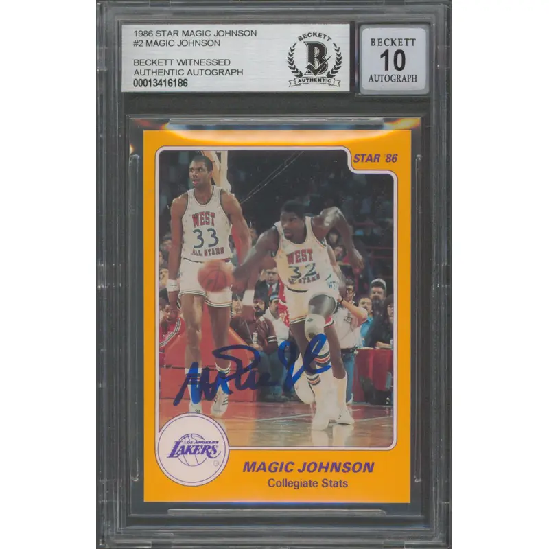 Lakers Magic Johnson Authentic Signed 1986 Star MJ #2 Card Auto 10! BAS Slabbed
