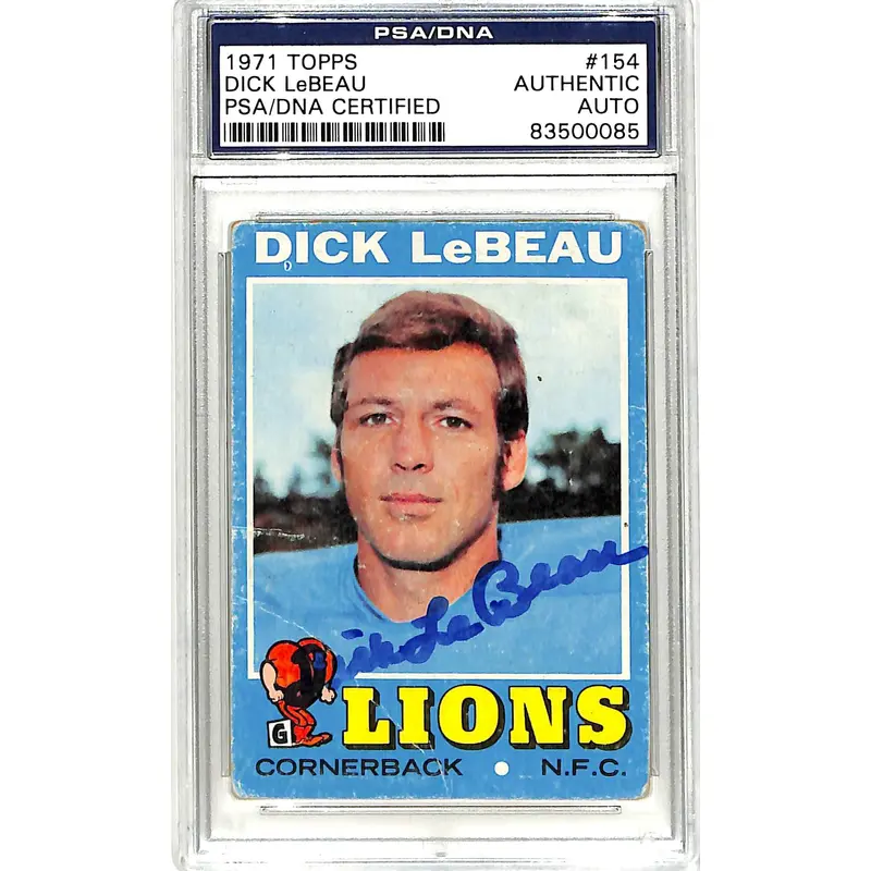 Lions Dick LeBeau Signed 1971 Topps #154 Auto Card PSA/DNA Slabbed #83500085