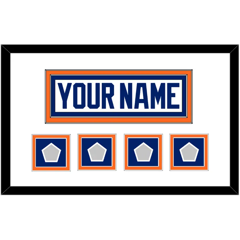 Edmonton Nameplate & 4 Stanley Cup Champions Patches - Home White (1981-1994) - Double Mat 2