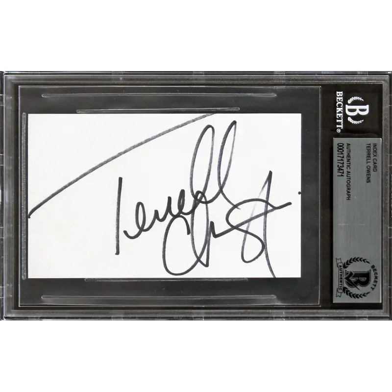 Cowboys Terrell Owens Authentic Signed 3x5 Index Card Autographed BAS Slabbed