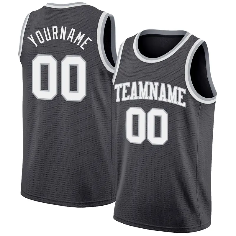 Custom Steel Gray White-Gray Authentic Basketball Jersey