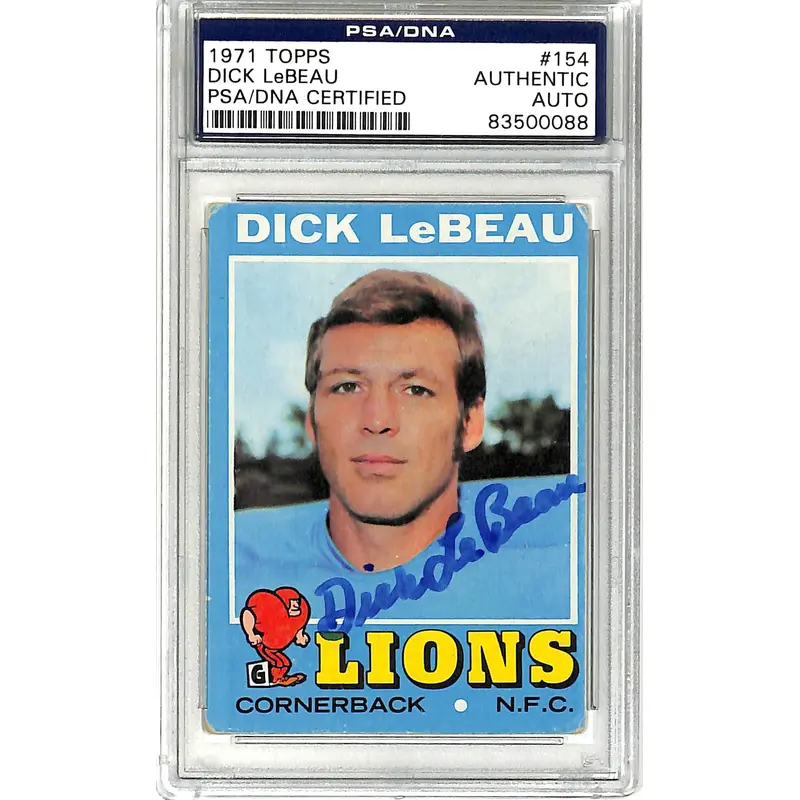 Lions Dick LeBeau Signed 1971 Topps #154 Auto Card PSA/DNA Slabbed #83500088